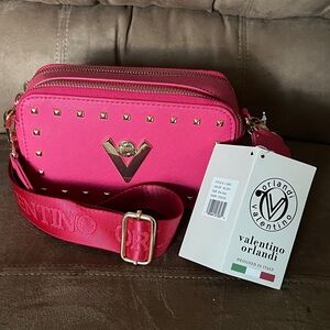 Valentino Orlandi Fuchsia Studded Crossbody Bag